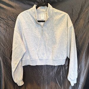 Abound Heather Gray Quarter-Zip Cropped Sweatshirt
